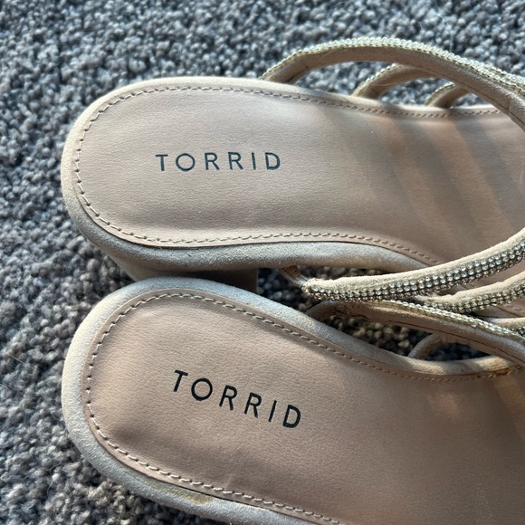 Torrid Nude Rhinestone Strap Block Heel - Picture 3 of 8